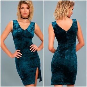 Lulus blue velvet slit  dress